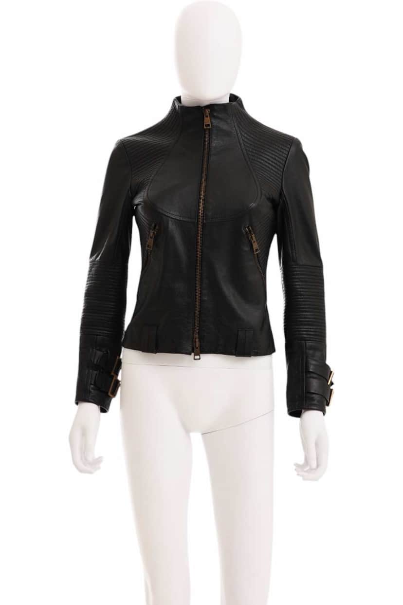 Gucci Black Leather Biker Jacket Black Leather Very good condition - Front View