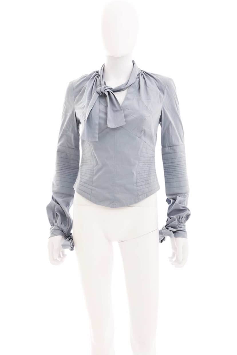 Gucci Grey Laced Fringe Top Blue Cotton Very good condition - Front View