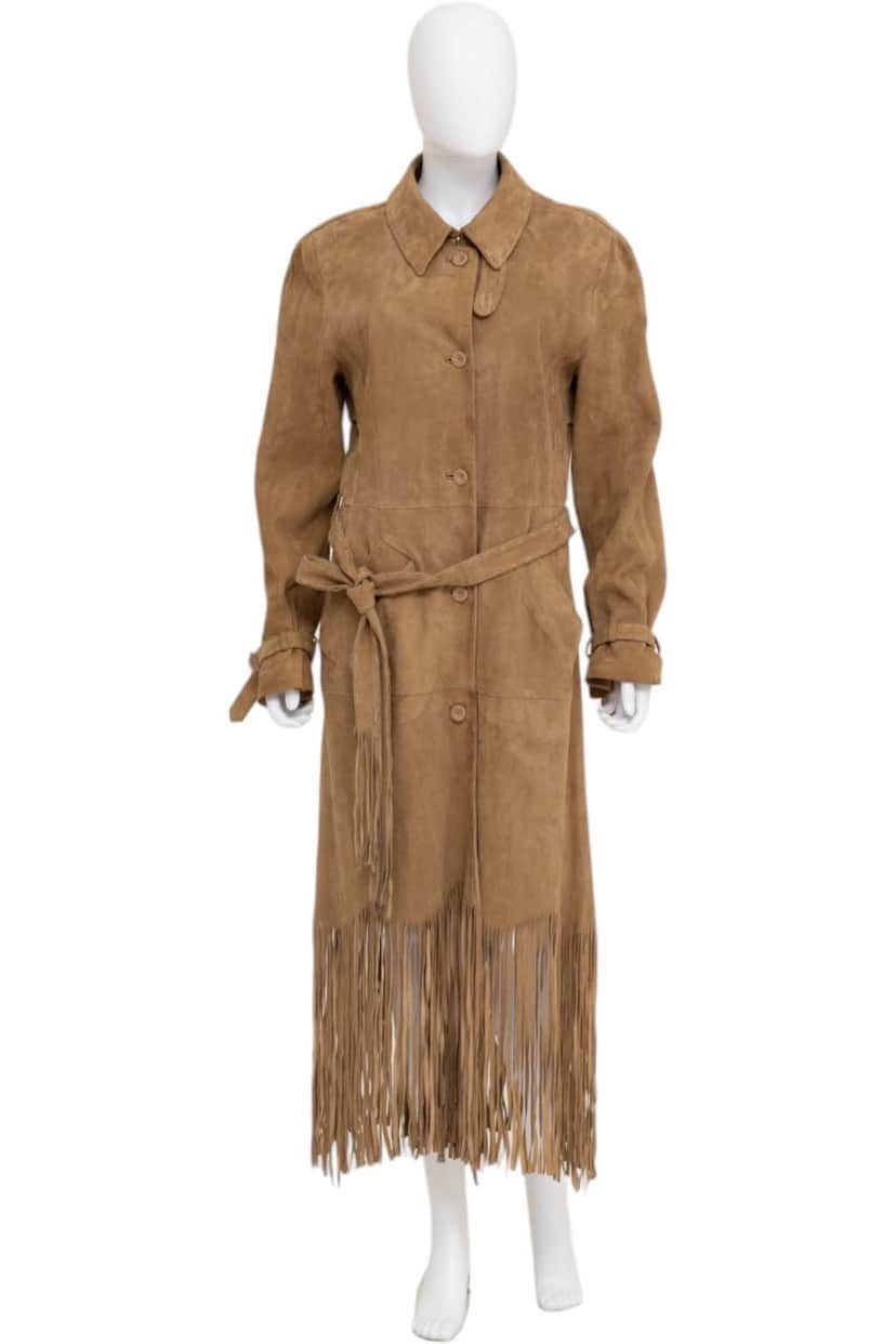 Alexander McQueen Fringe Suede Brown Coat Brown Suede Very good condition - Front View