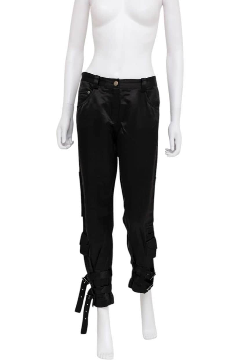 John Galliano Black Silk Bondage Pants Black Silk Very good condition - Front View