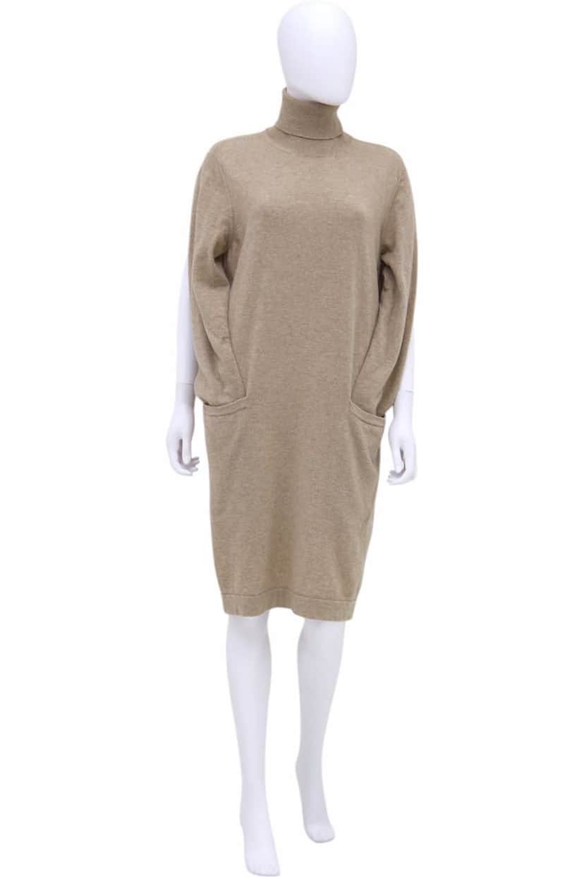 Maison Martin Margiela Wool Turtkenecked Brown Dress Brown Wool Very good condition - Front View