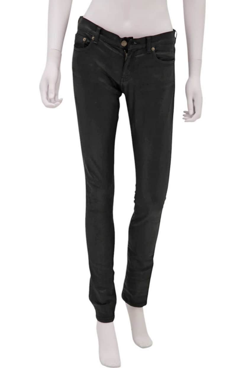 Saint Laurent Waxed Black Jeans Black Denim Very good condition - Front View