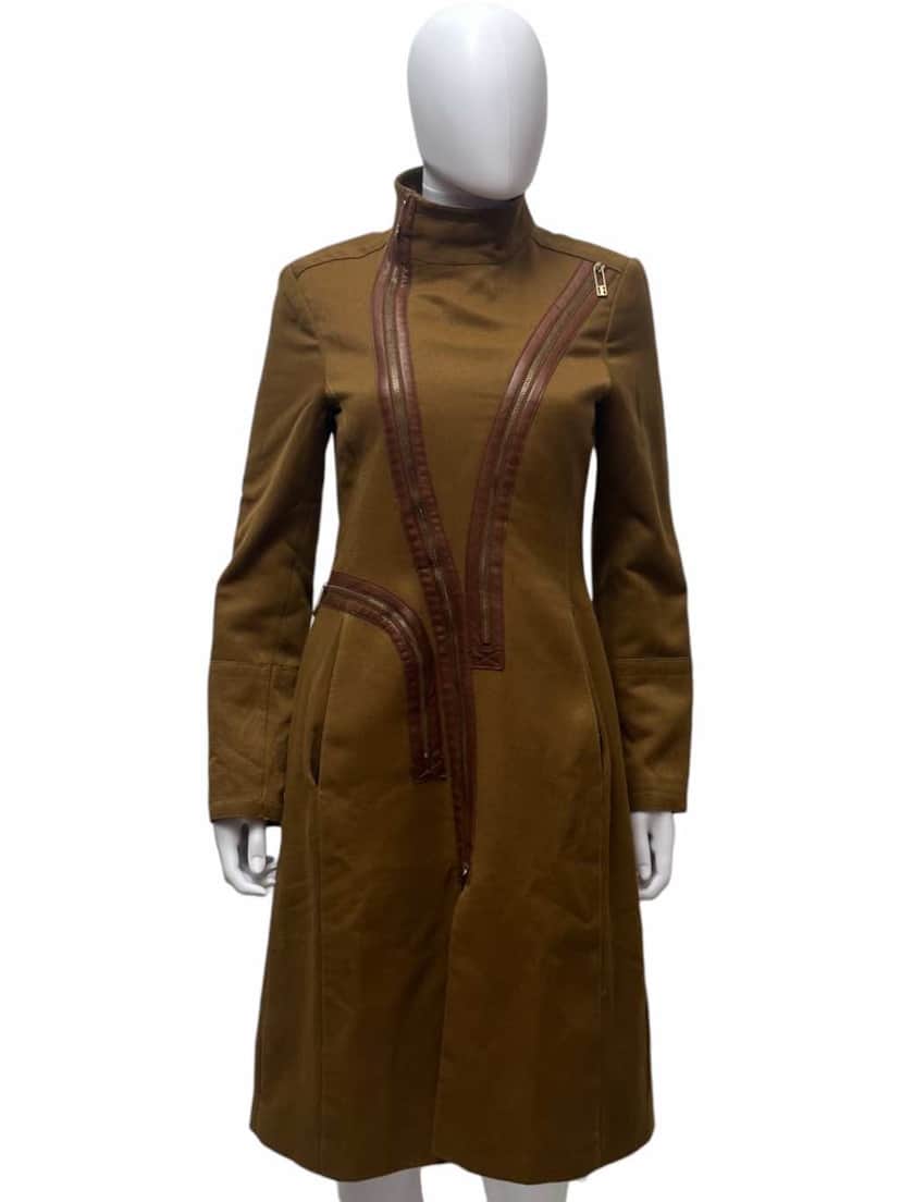 Dirk Bikkembergs Zipped Brown Coat Brown Cotton Very good condition - Front View