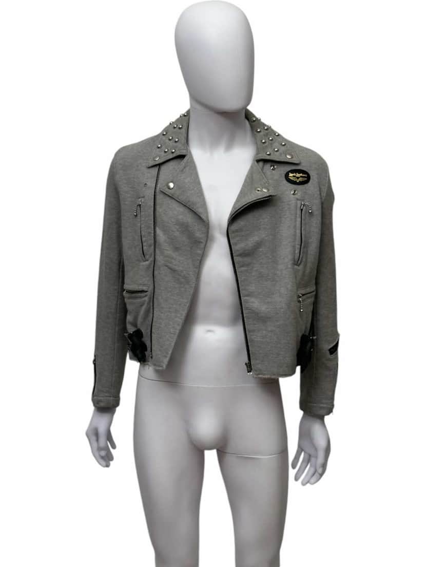 Junya Watanabe Studded Grey Biker Jacket Grey Cotton Very good condition - Front View