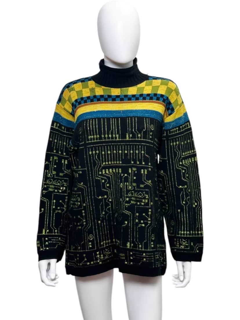 Jean Paul Gaultier Cyber Turtleneck MultiColor Wool Very good condition - Front View