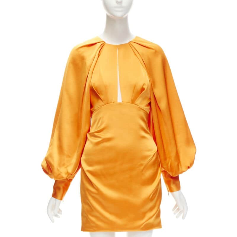 Acler Orange Puff Sleeve Dress Orange Polyester Never worn - Front View