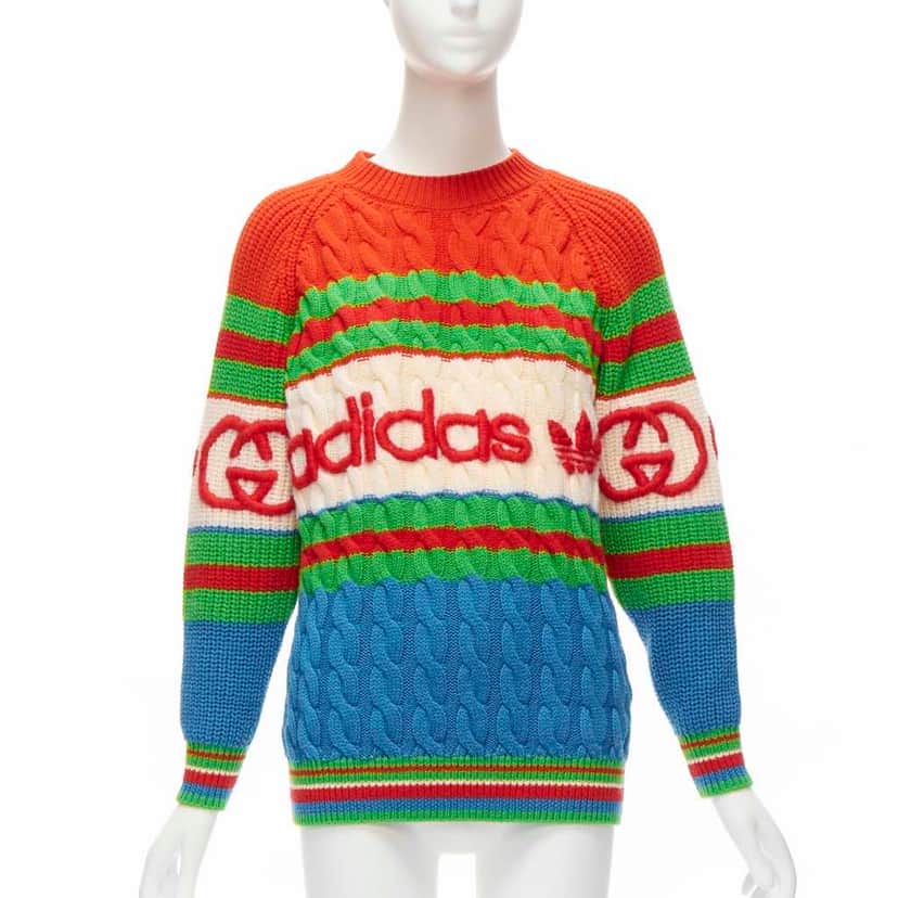 Gucci 3D Logo Cable Sweater MultiColor Wool Never worn - Front View