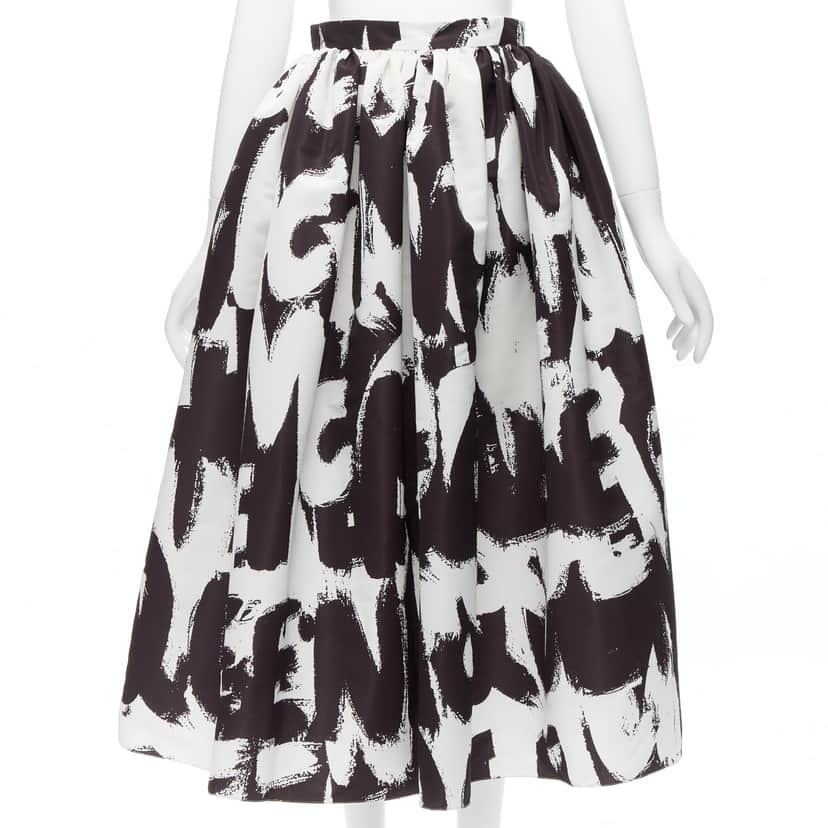 Alexander McQueen Graffiti Flared Skirt Black Polyester Never worn - Front View