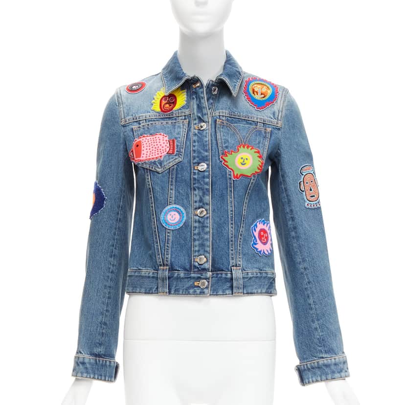 Louis Vuitton Patch Denim Jacket Blue Cotton Never worn - Front View