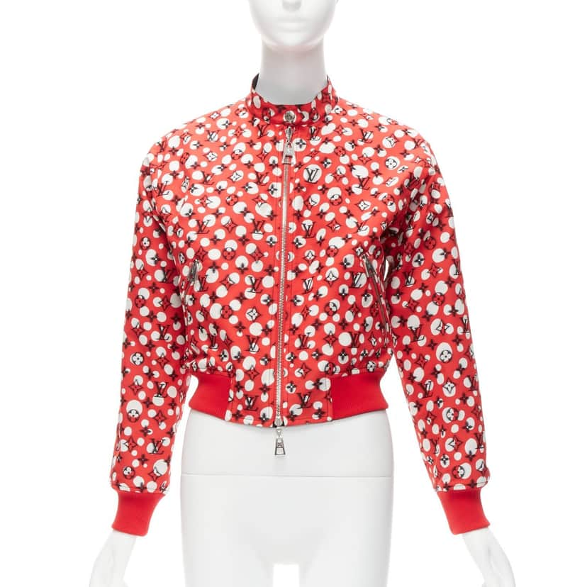 Louis Vuitton Red Dots Reversible Bomber Red Cotton Very good condition - Front View