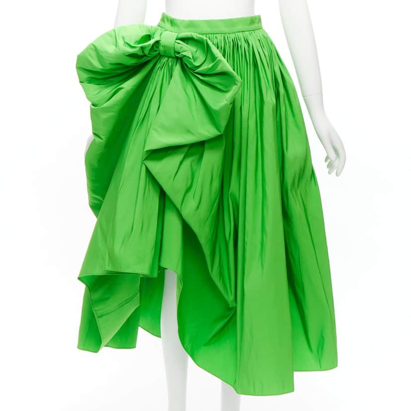 Alexander McQueen Bow Detail Skirt Green Polyester Never worn - Front View