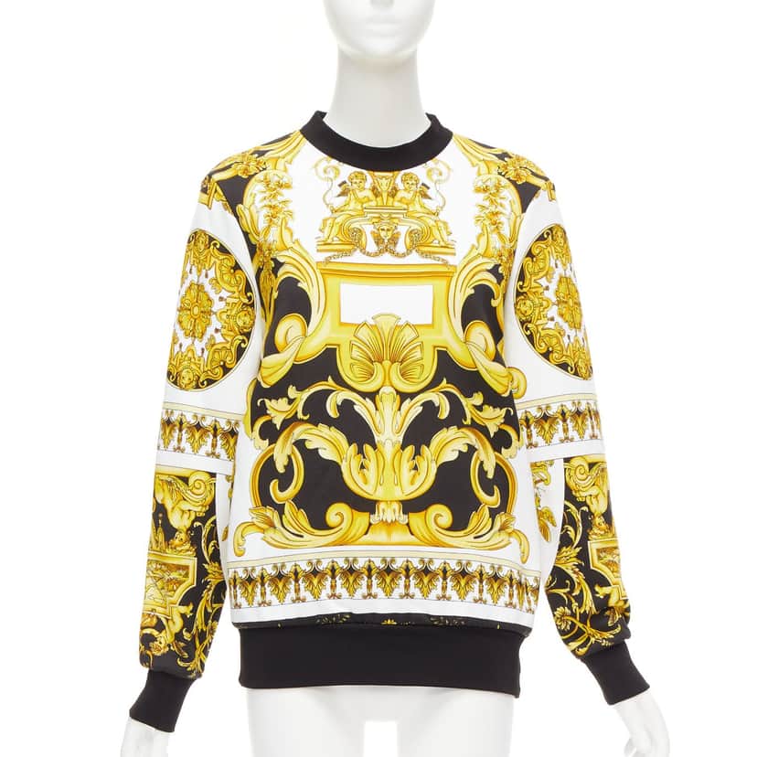 Versace Barocco Print Sweater Black Cotton Never worn - Front View