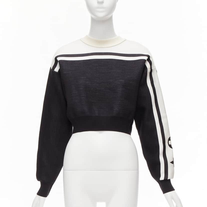 Louis Vuitton Floral Cropped Sweater Black Polyamide Never worn, with tag - Front View