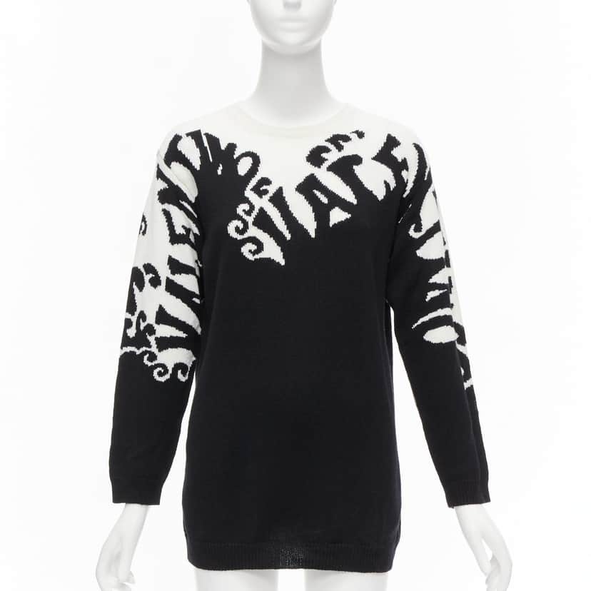 Valentino Garavani Waves Graphic Sweater Black Cashmere Never worn - Front View