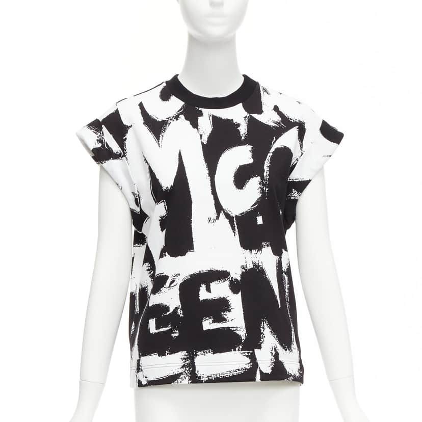 Alexander McQueen Graffiti Boxy Top Black Cotton Never worn - Front View
