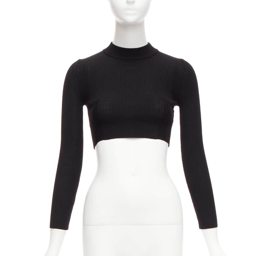 Maison Martin Margiela Ribbed Sock Crop Top Black Wool Never worn - Front View