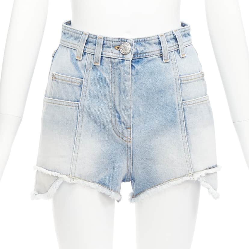 Balmain Cargo Denim Shorts Blue Cotton Never worn - Front View