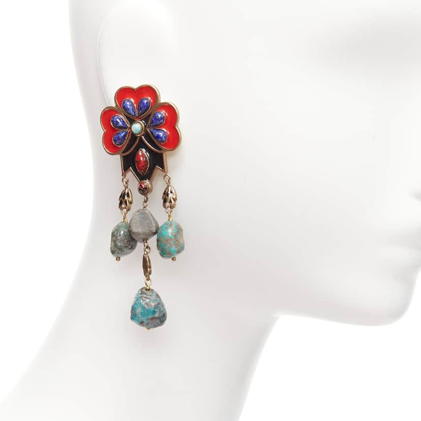 Etro Enamel Flower Earrings Other Metal Very good condition - Front View