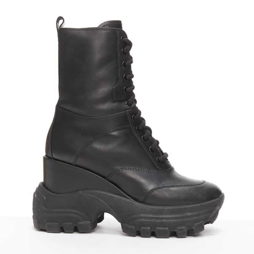 Miu Miu Monogram Tall Rain Boots Black Leather Good condition - Front View