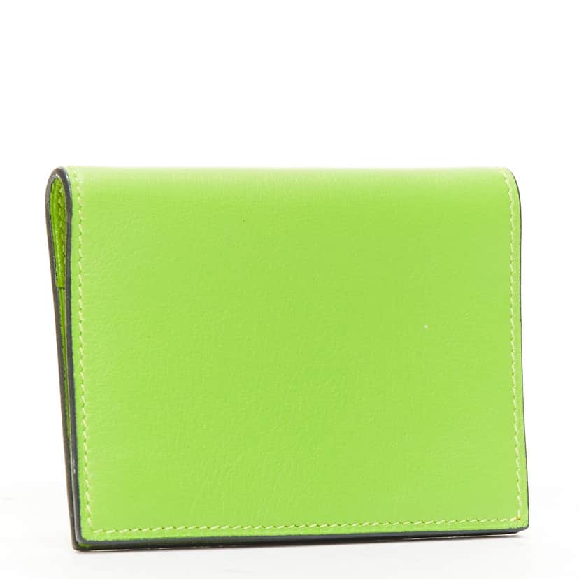 Hermès Leather Cardholder Green Leather Never worn - Front View