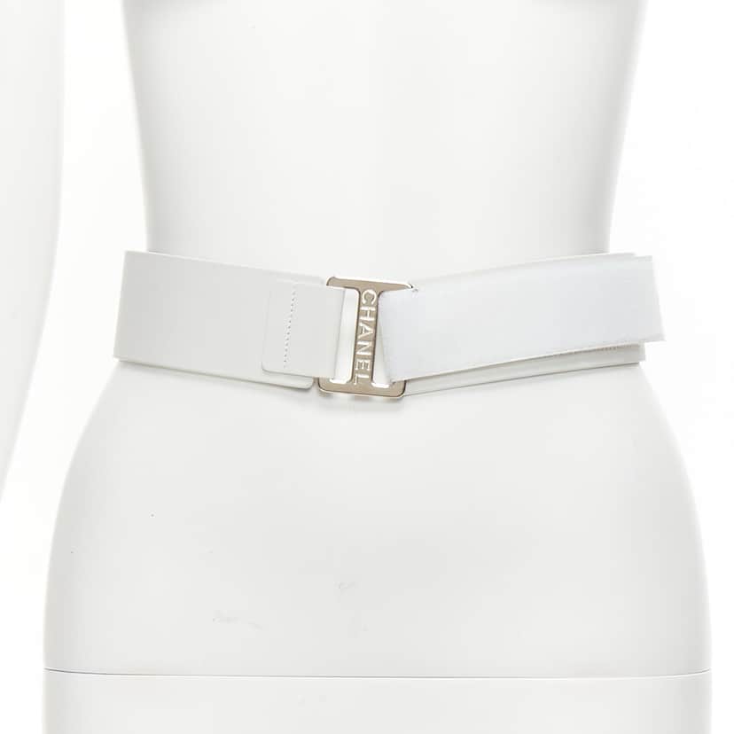 Chanel Pink Crystal Crab Belt White Leather Fair condition - Front View