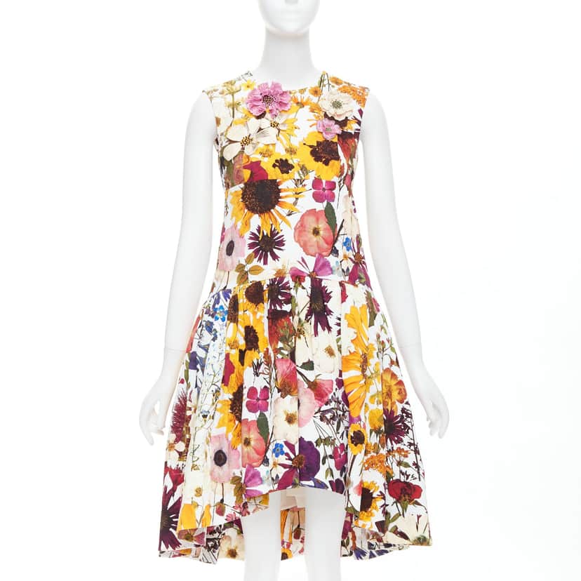 Oscar De La Renta Embellished Bubble Dress MultiColor Cotton Never worn - Front View