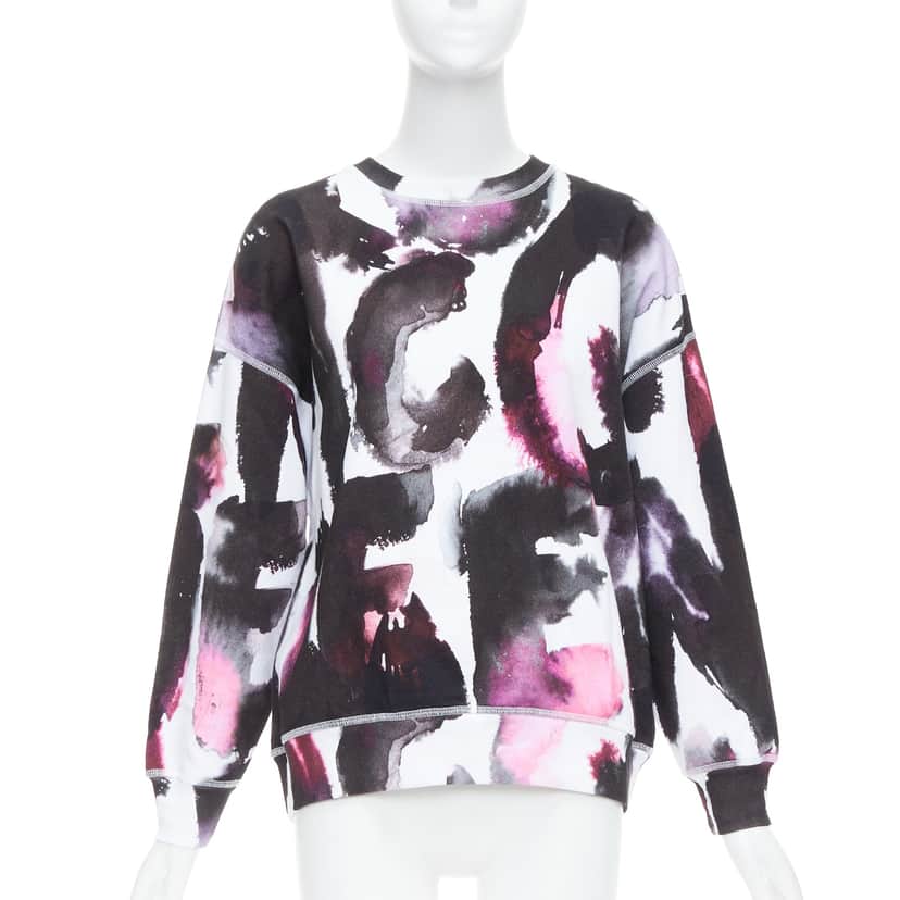 Alexander McQueen Watercolor Logo Sweater White Cotton Never worn - Front View