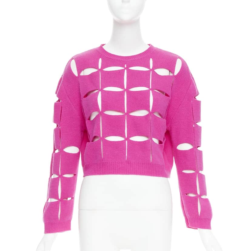 Valentino Garavani Cutout Crop Sweater Pink Wool Very good condition - Front View