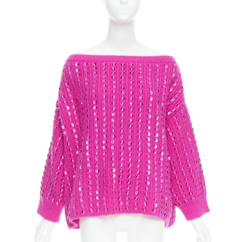 Valentino Garavani Jewel Mohair Sweater Pink Wool Very good condition - Front View