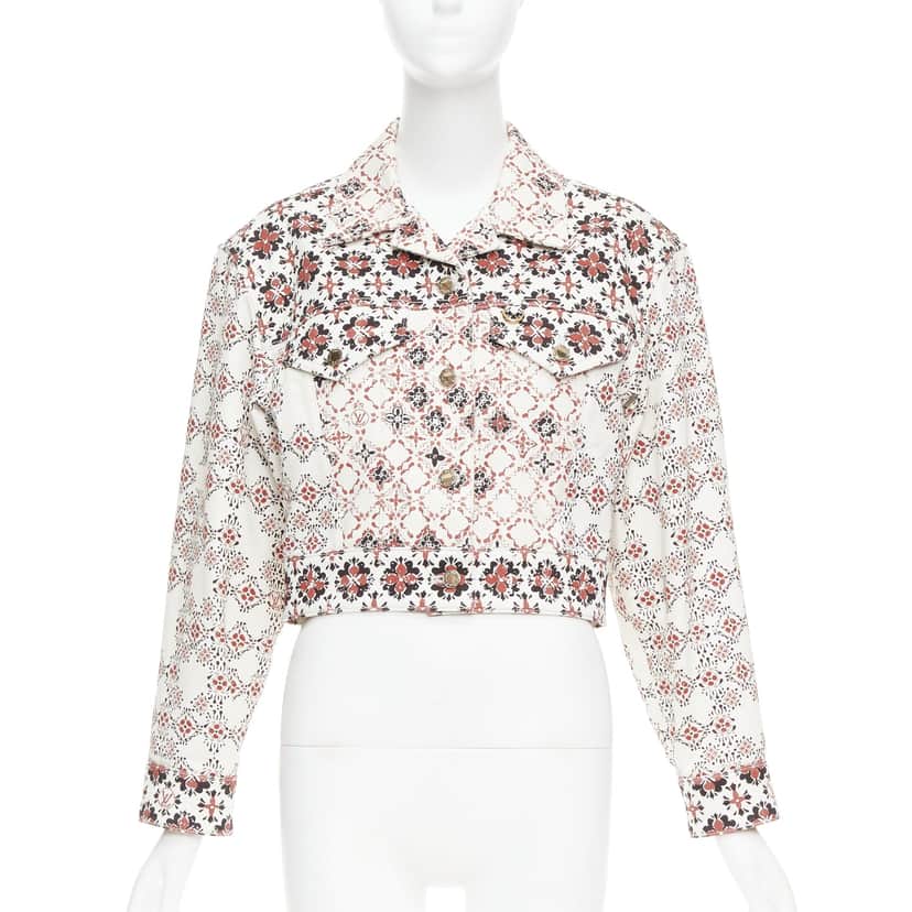Louis Vuitton Floral Denim Jacket Beige Cotton Very good condition - Front View
