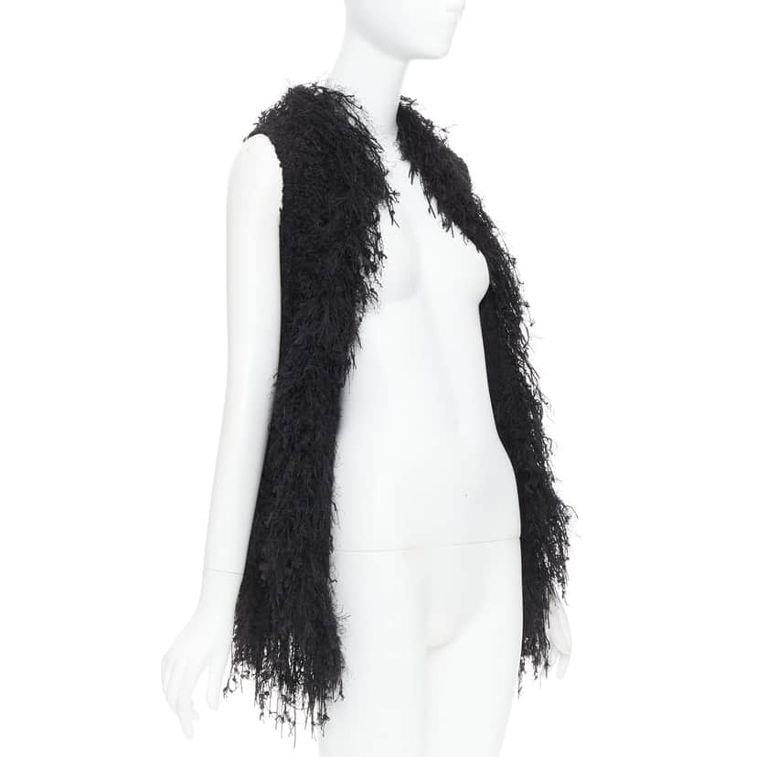 Balmain Fringe Drape Vest Gold Viscose Very good condition - Front View