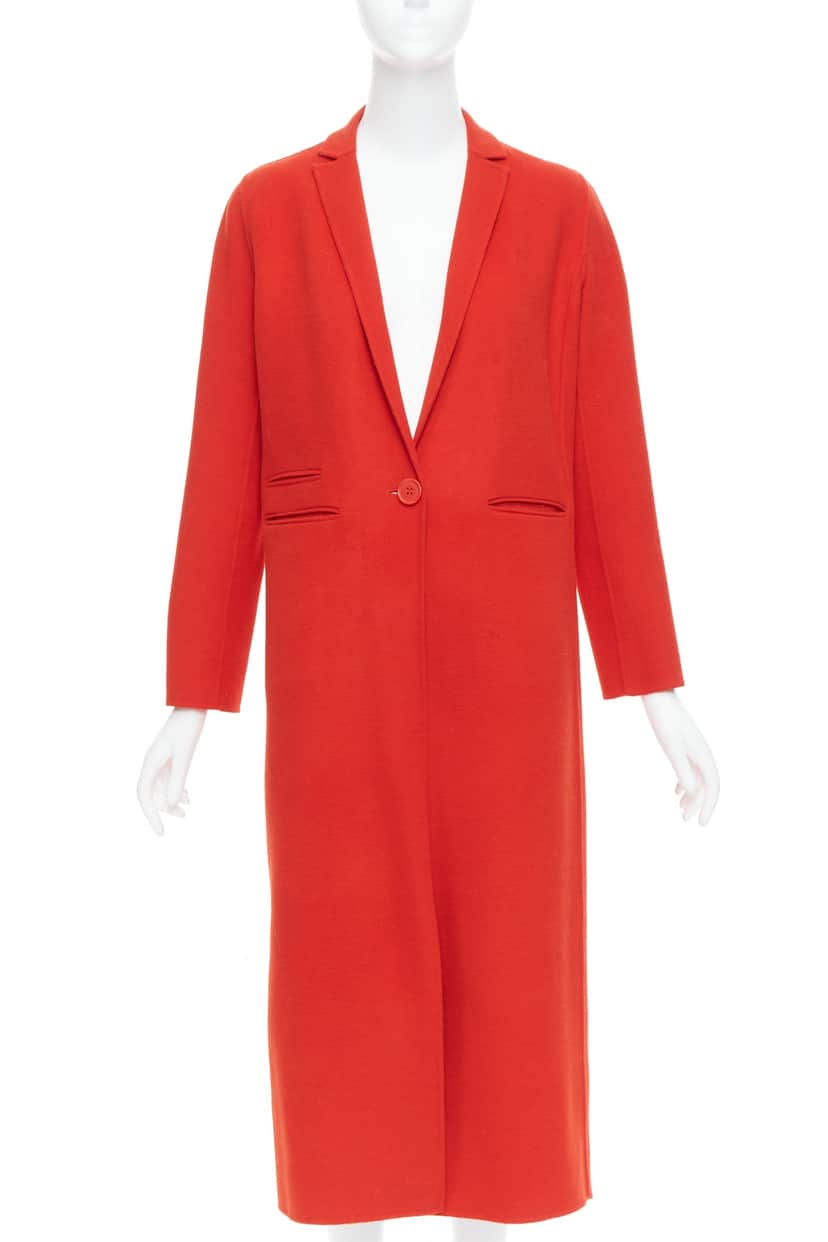 Maje Red Wool Peak Coat Red Wool Never worn - Front View