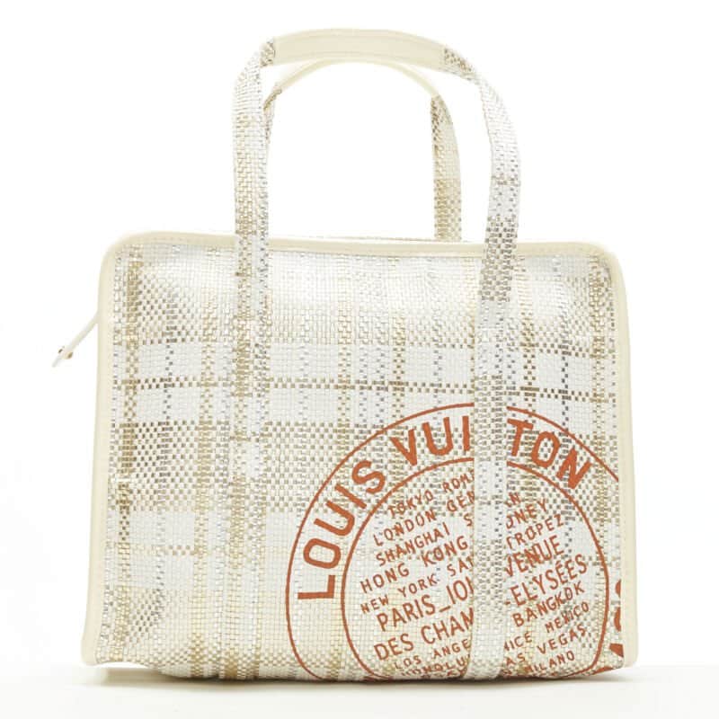 Louis Vuitton Metallic Shopper Tote White Leather Very good condition - Front View