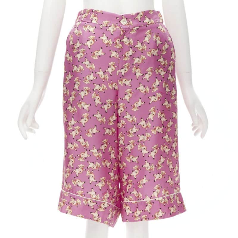 Gucci Piggy Pajama Shorts Pink Silk Never worn, with tag - Front View