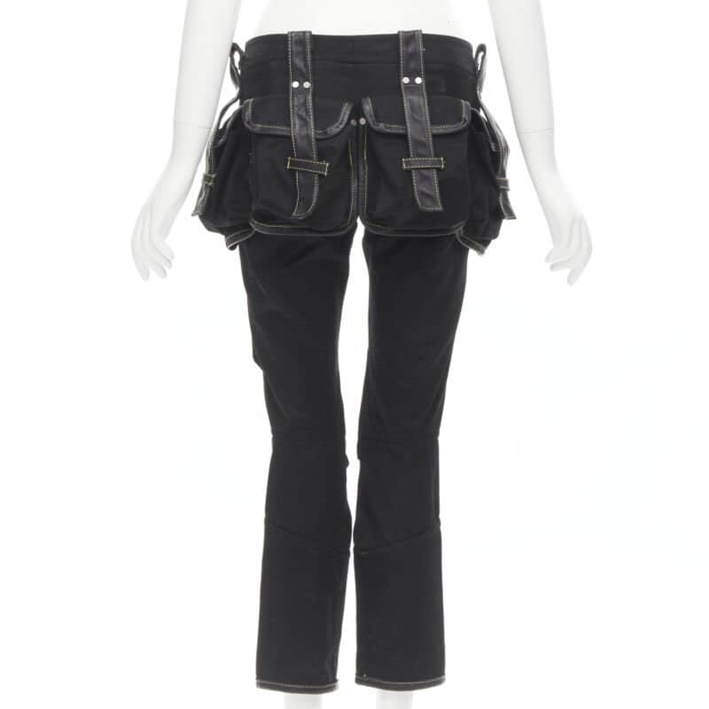 Dsquared2 Yellow Stitch Cargo Pants Black Cotton Very good condition - Front View