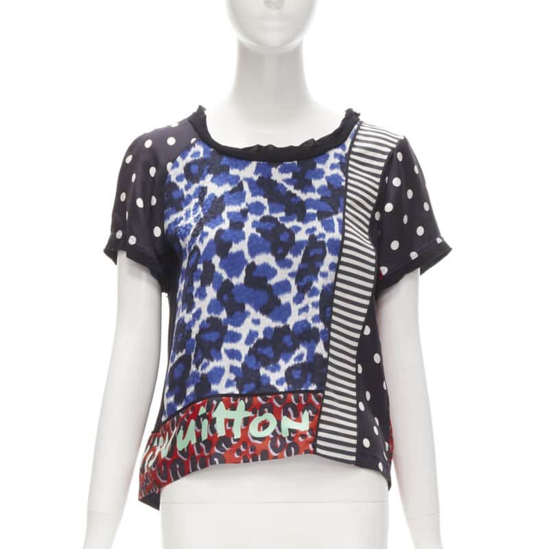 Louis Vuitton Graffiti Leopard Tee Black Silk Very good condition - Front View