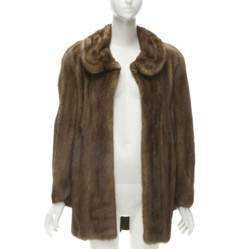 Unsigned Brown Fur Collar Jacket Brown Fur Never worn - Front View