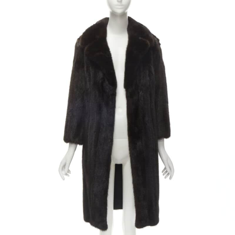 Unsigned Brown Fur Long Coat Brown Fur Never worn - Front View