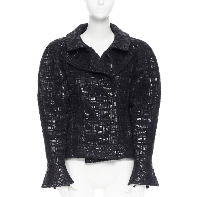 Chanel Cyber Tweed Jacket Black Tweed Never worn - Front View