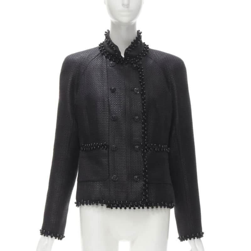Chanel Lacquered Tweed Lion Jacket Black Polyester Never worn - Front View