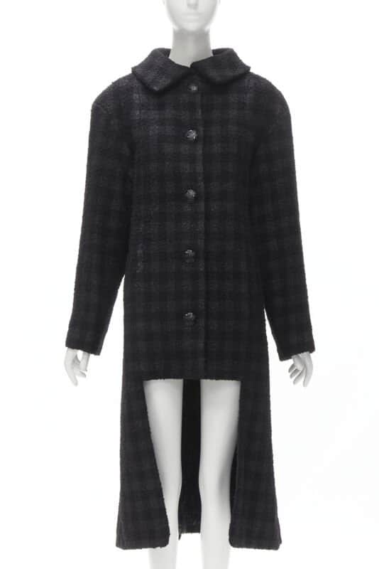 Chanel Black Lurex Tweed Coat Black Wool Never worn - Front View