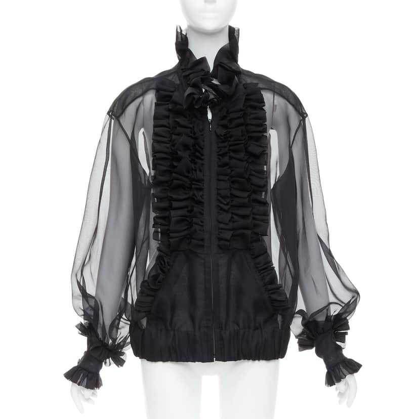 Chanel Sheer Silk Victorian Jacket Black Silk Very good condition - Front View