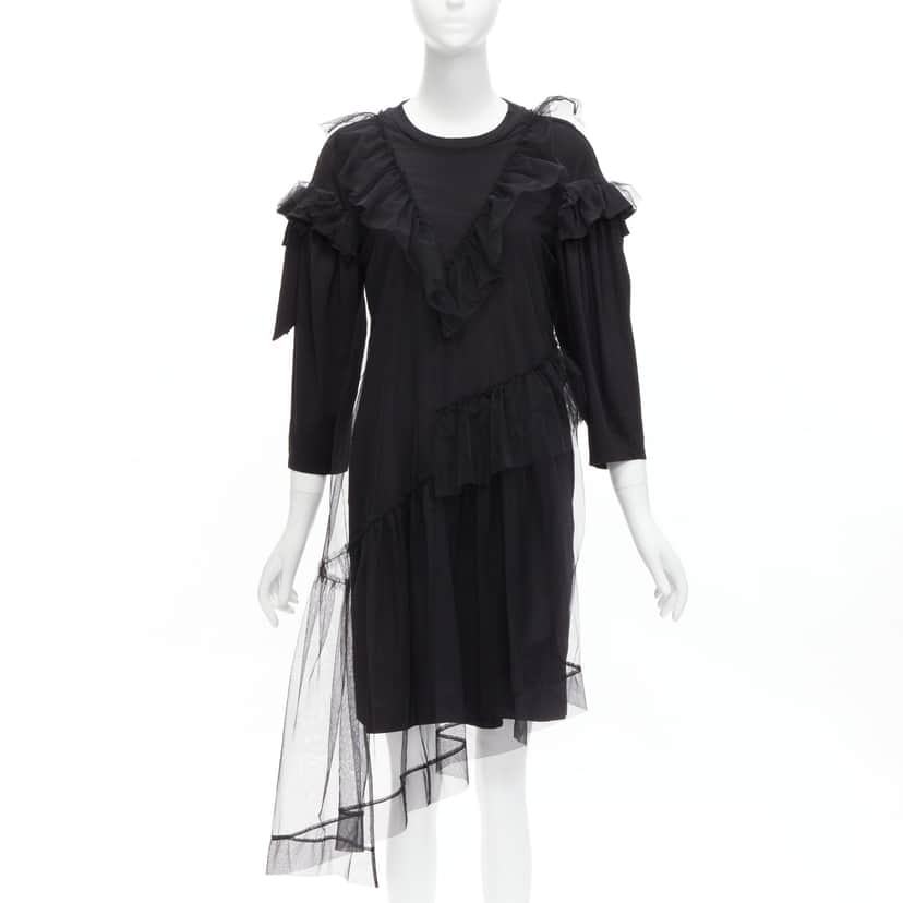 Simone Rocha Tulle Overlay Dress Black Cotton Never worn - Front View