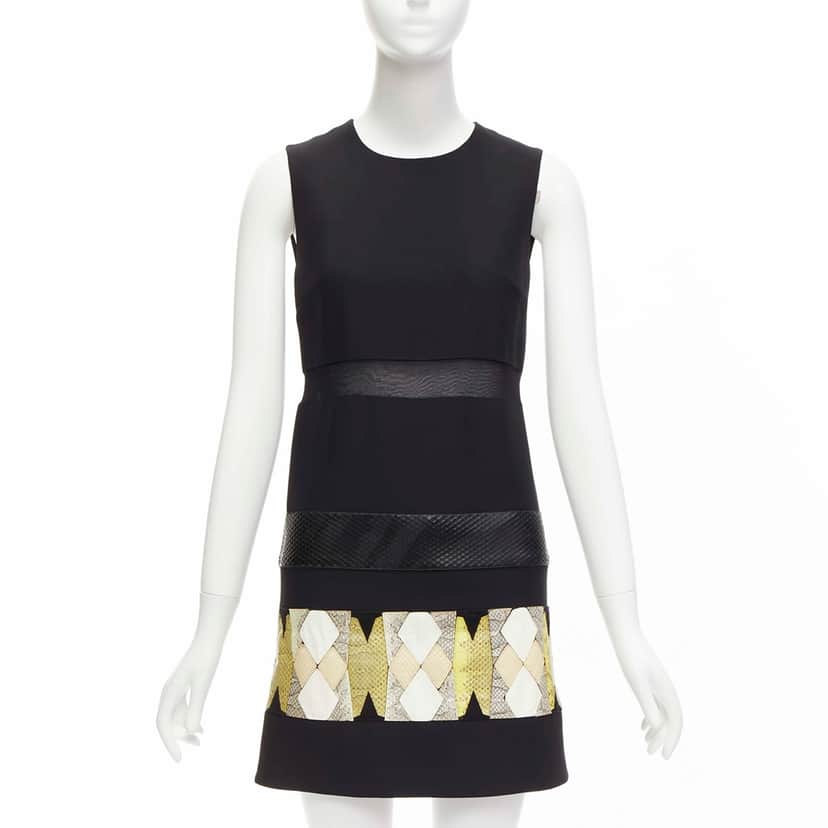 Versace Leather Patch Dress Black Very good condition - Front View