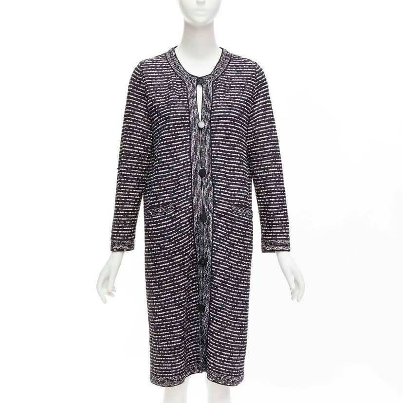 Christian Dior Navy Light Weave Long Coat Navy Polyamide Very good condition - Front View
