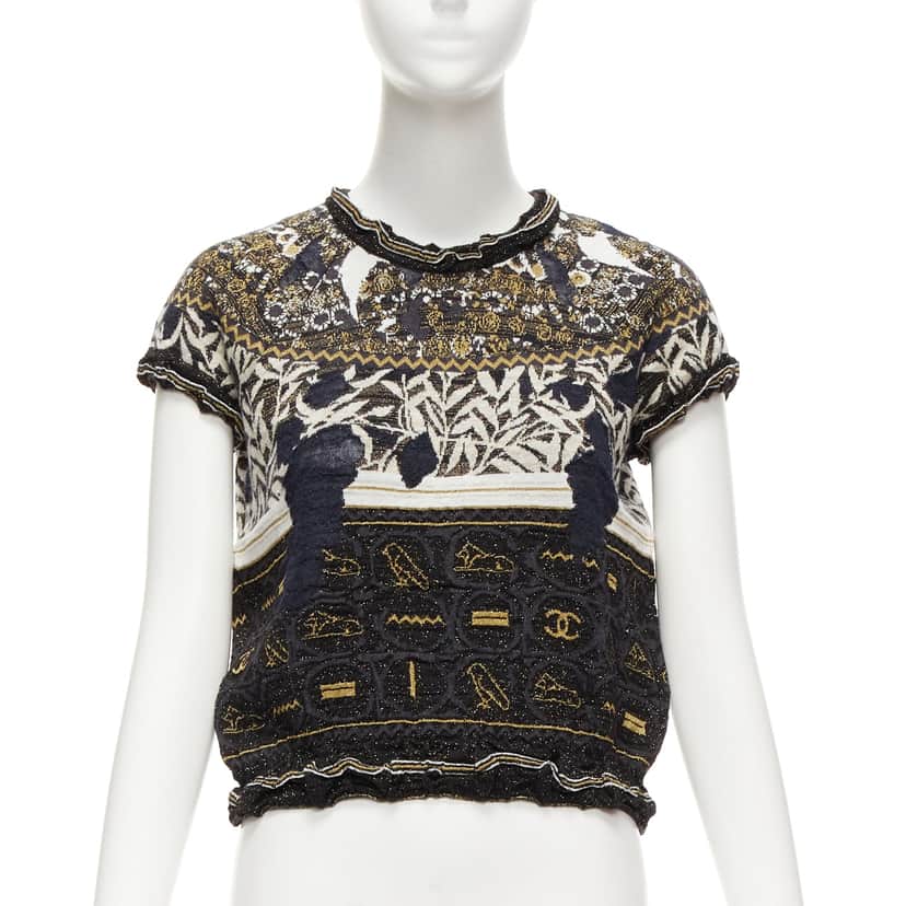 Chanel Egyptian CC Sweater Black Cotton Never worn - Front View