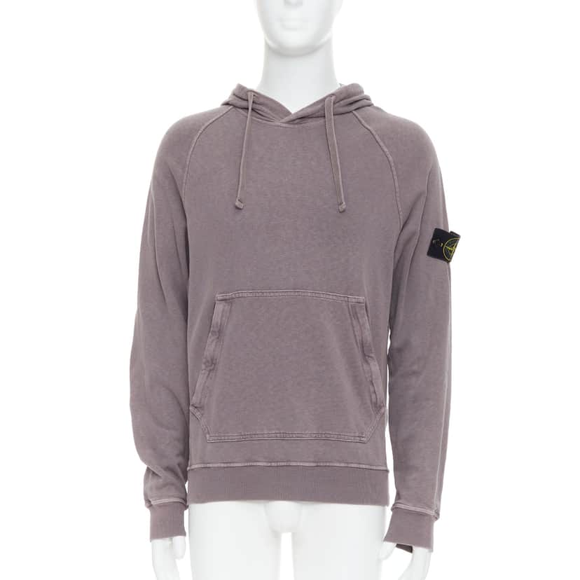 Stone Island Washed Cotton Hoodie Purple Cotton Never worn - Front View