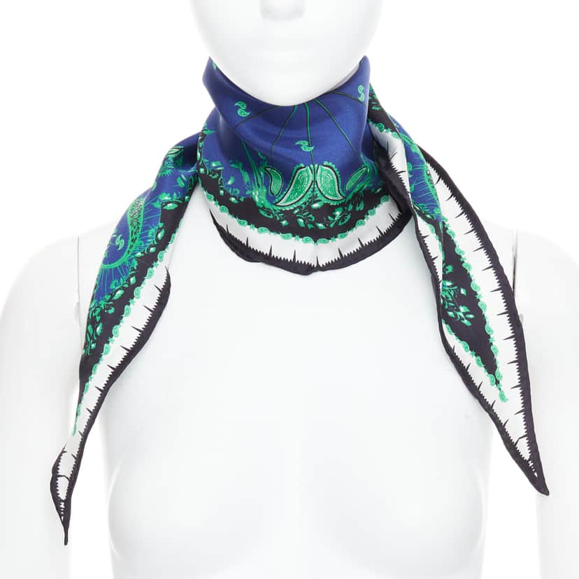 Haider Ackermann Paisley Triangle Scarf Blue Silk Very good condition - Front View