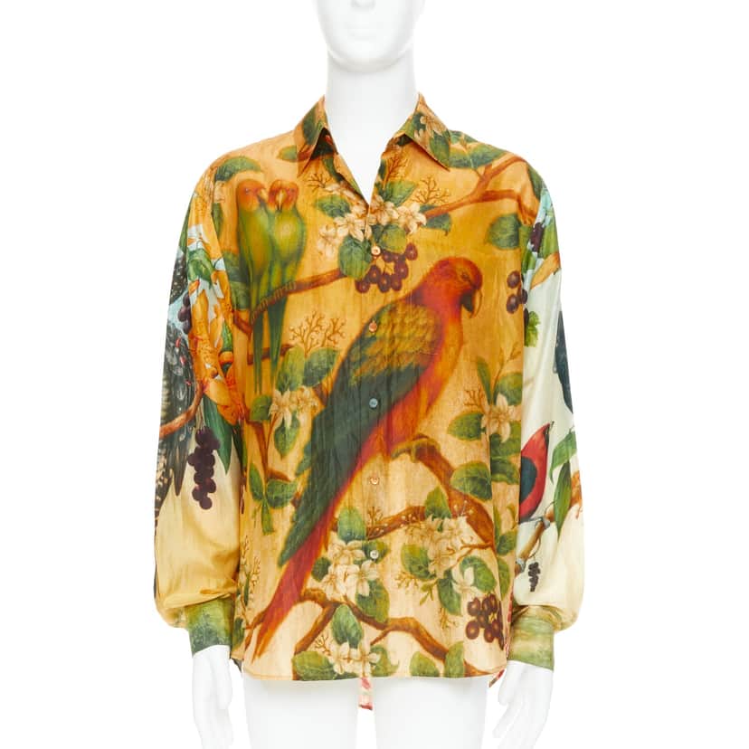 Sabyasachi Animal Print Shirt Yellow Silk Very good condition - Front View