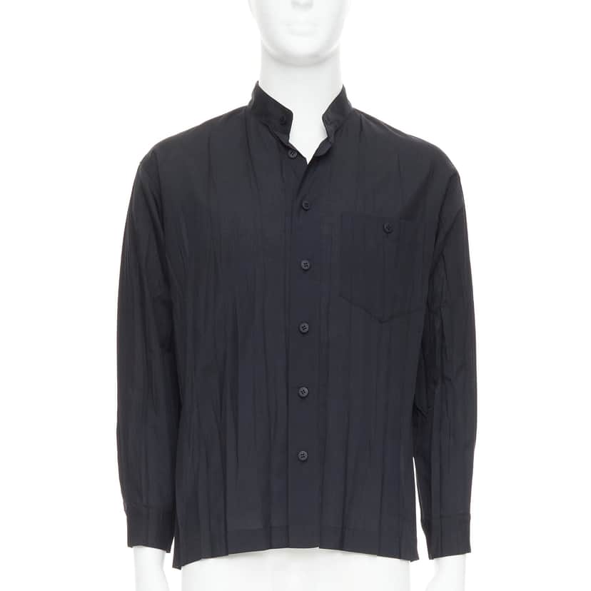 Issey Miyake Pleated Button Shirt Black Polyester Very good condition - Front View